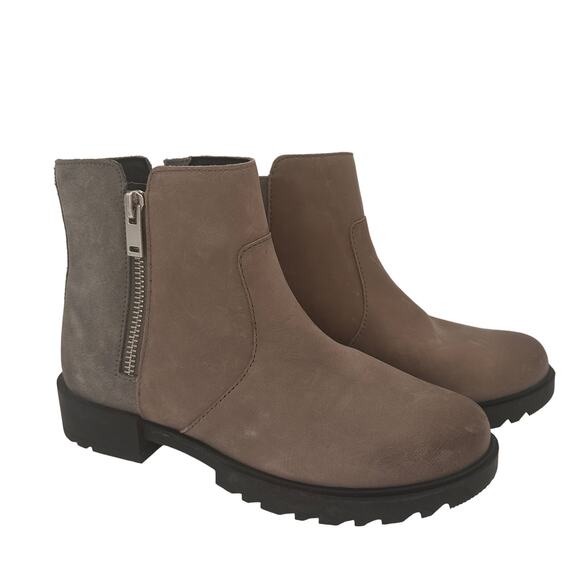 Sorel Women's Emelie III Zip Quarry Waterproof Leather Ankle Booties Size 7 - Picture 1 of 9